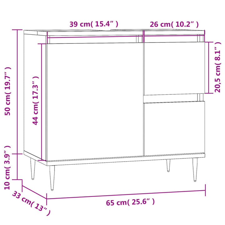 Badschrank Braun Eichen-Optik 65X33X60 Cm Holzwerkstoff