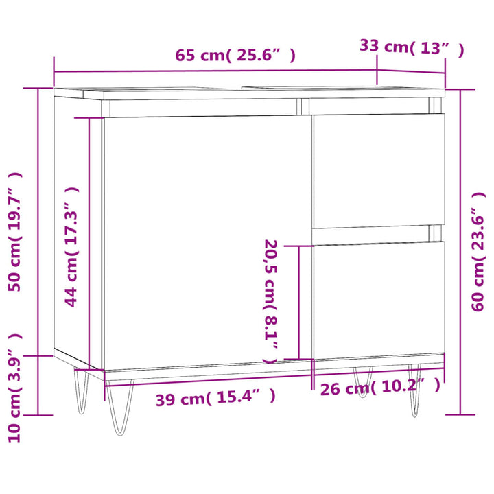 Badschrank 65X33X60 Cm Holzwerkstoff