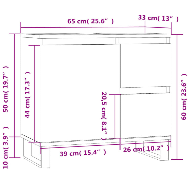 Badschrank Sonoma-Eiche 65X33X60 Cm Holzwerkstoff