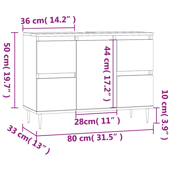 Badschrank 80X33X60 Cm Holzwerkstoff