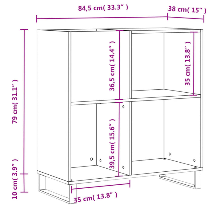 Plattenschrank 84,5X38X89 Cm Holzwerkstoff