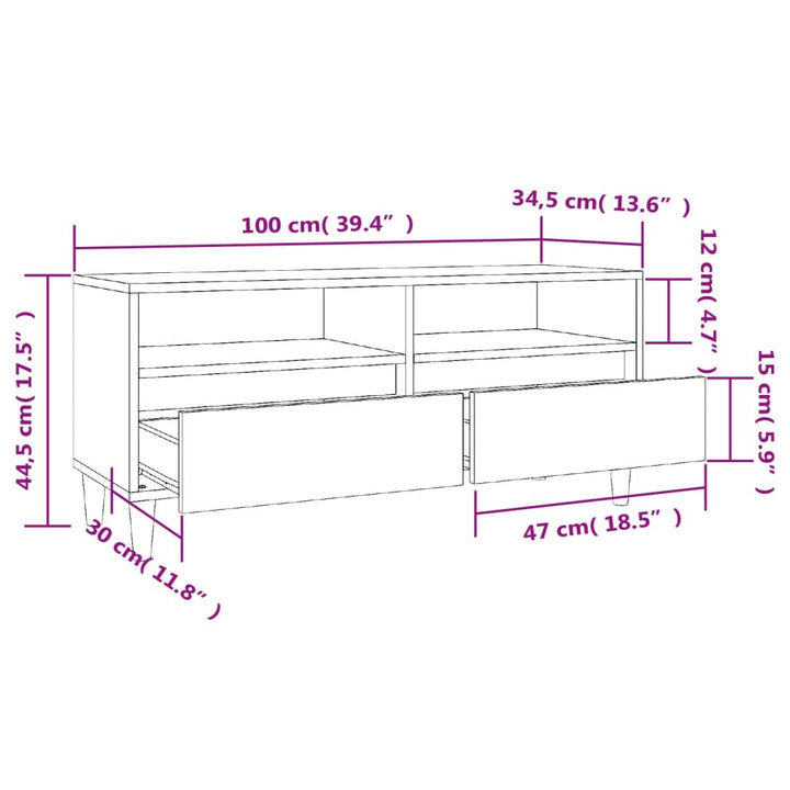 Tv-Schrank 100X34,5X44,5 Cm Holzwerkstoff Schwarz