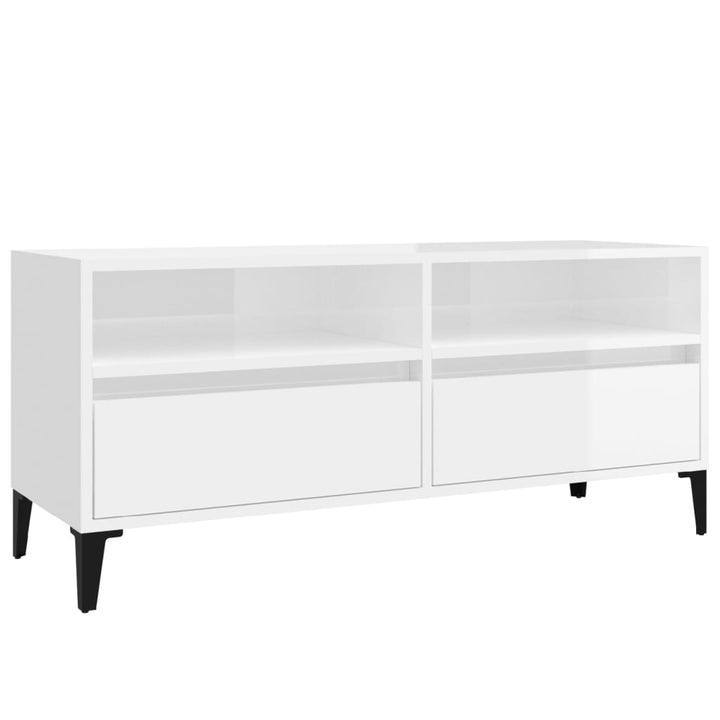 Tv-Schrank 100X34,5X44,5 Cm Holzwerkstoff Hochglanz-Weiß