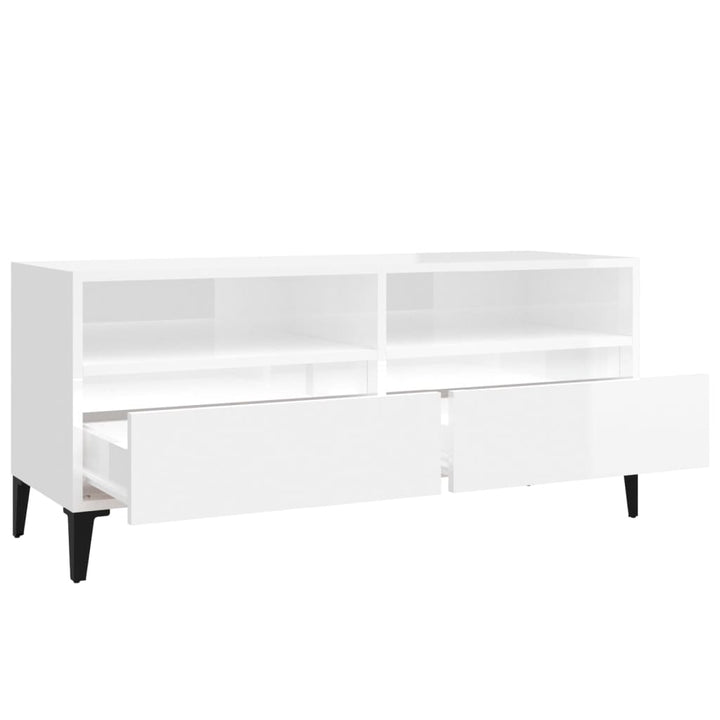 Tv-Schrank 100X34,5X44,5 Cm Holzwerkstoff Hochglanz-Weiß