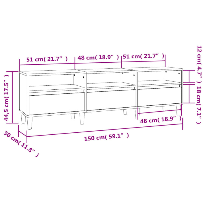 Tv-Schrank 150X30X44,5 Cm Holzwerkstoff Weiß