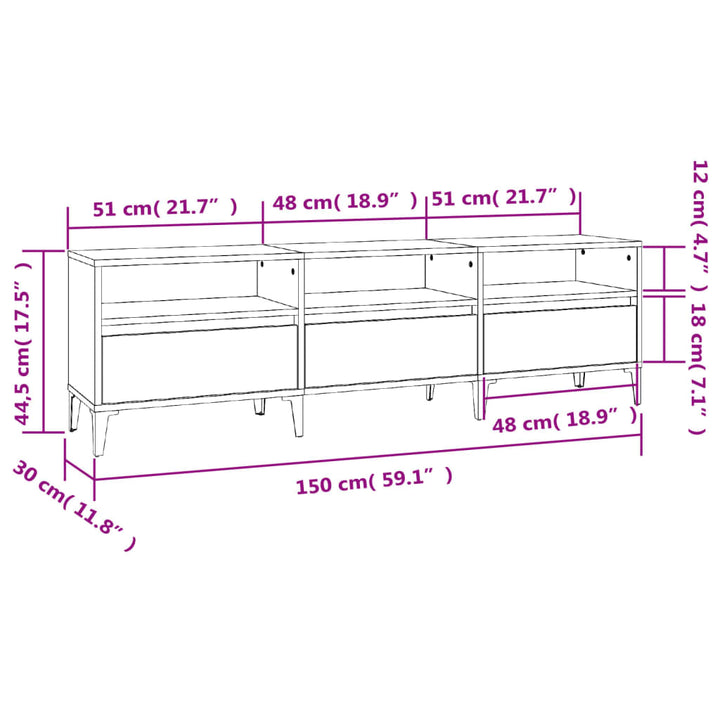 Tv-Schrank 150X30X44,5 Cm Holzwerkstoff Betongrau