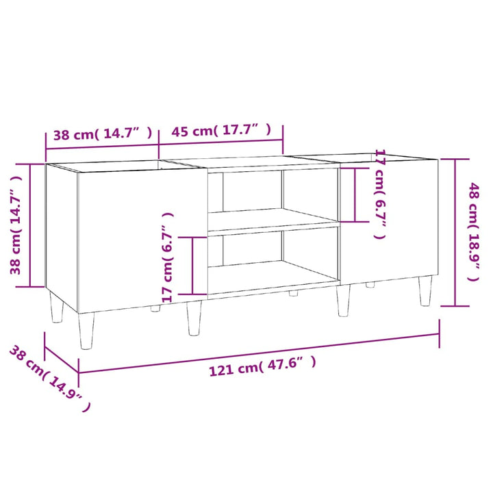 Plattenschrank Weiß 121X38X48 Cm Holzwerkstoff