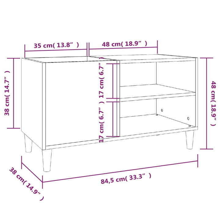 Plattenschrank Schwarz 84,5X38X48 Cm Holzwerkstoff Schwarz