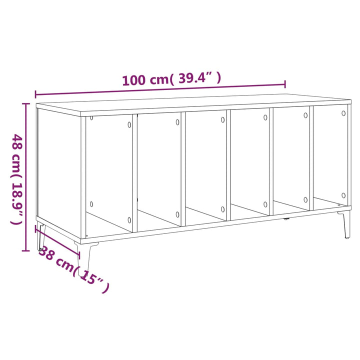 Plattenschrank Sonoma-Eiche 100X38X48 Cm Holzwerkstoff Weiß