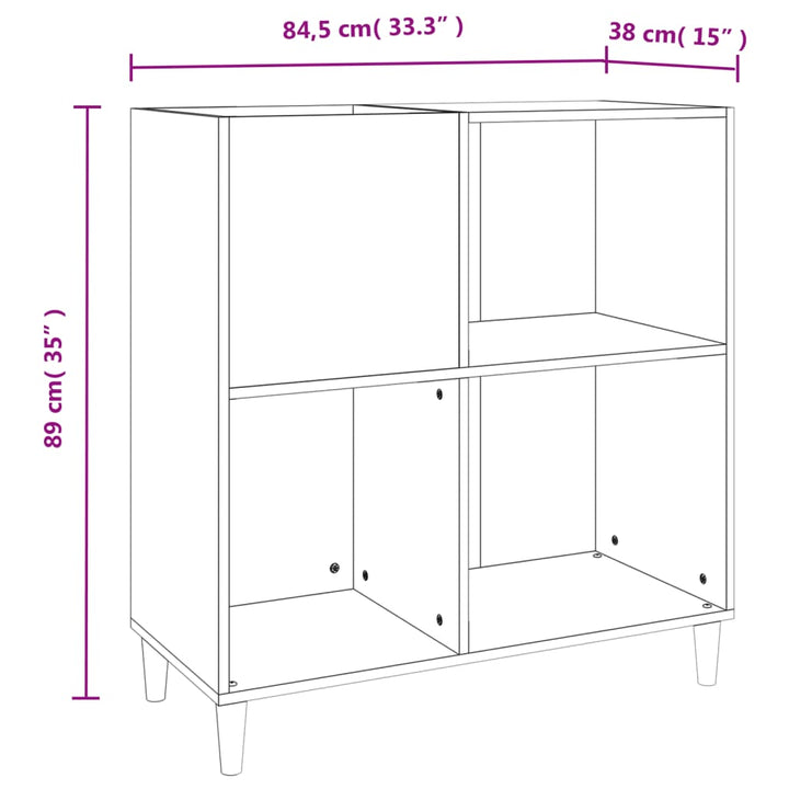 Plattenschrank Betongrau 84,5X38X89 Cm Holzwerkstoff