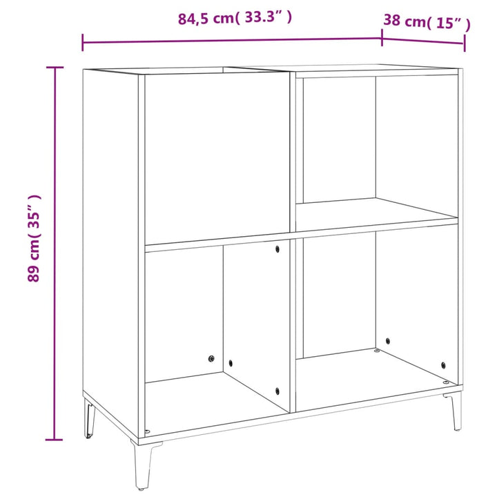 Plattenschrank Schwarz 84,5X38X89 Cm Holzwerkstoff