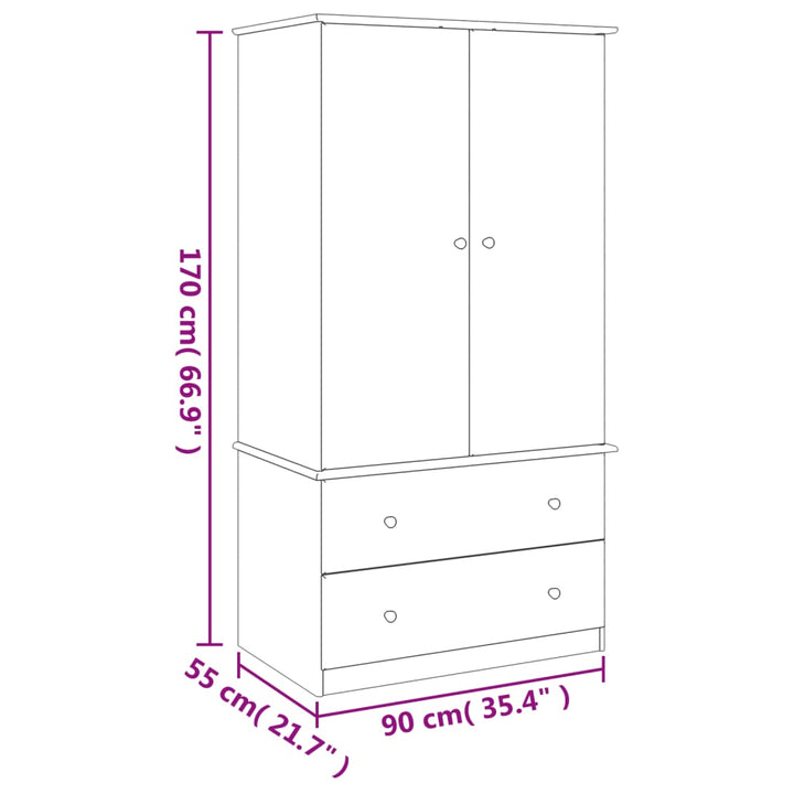 Kleiderschrank Alta 90X55X170 Cm Massivholz Kiefer