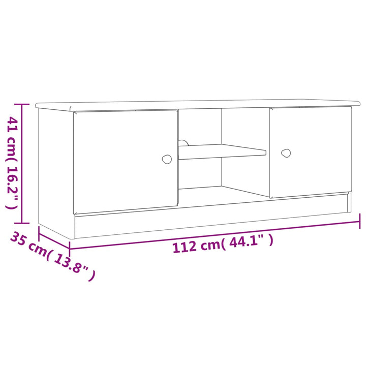 Tv-Schrank Alta 112X35X41 Cm Massivholz Kiefer