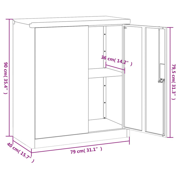 Aktenschrank 79X40X90 Cm Stahl