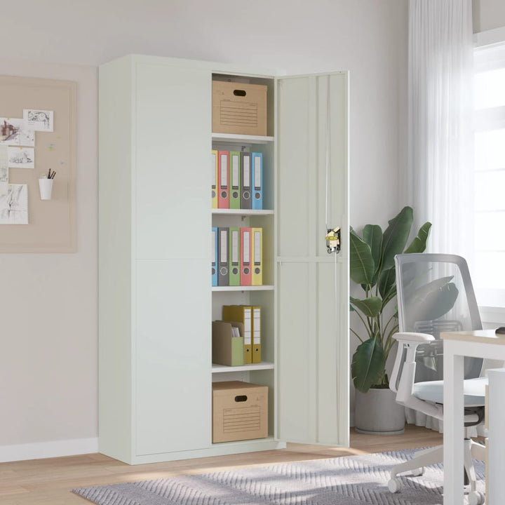 Aktenschrank Mit 2 Türen Grau 90 Cm Stahl