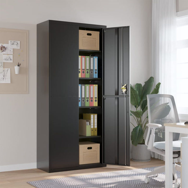 Aktenschrank Mit 2 Türen Grau 90 Cm Stahl