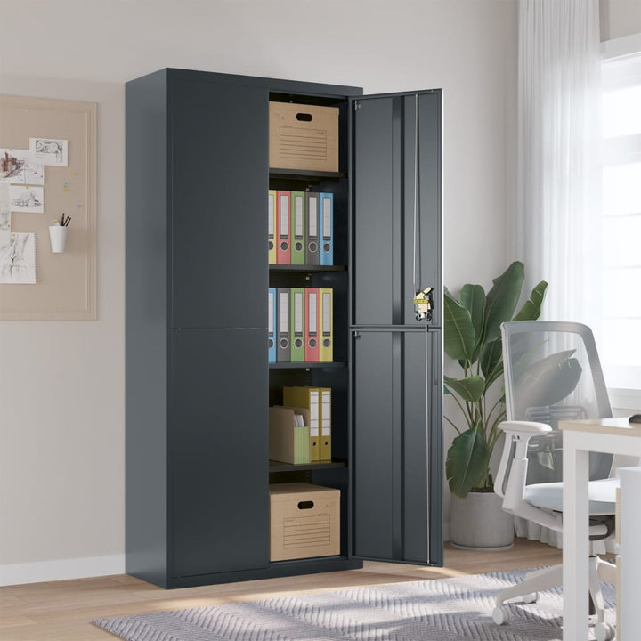 Aktenschrank Mit 2 Türen Grau 90 Cm Stahl