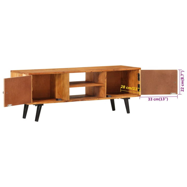 Tv-Schrank Mit Türen 112X30X40 Cm Massivholz Akazie Und Metall