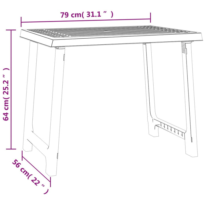 Campingtisch 79X56X64 Cm Pp Holzoptik