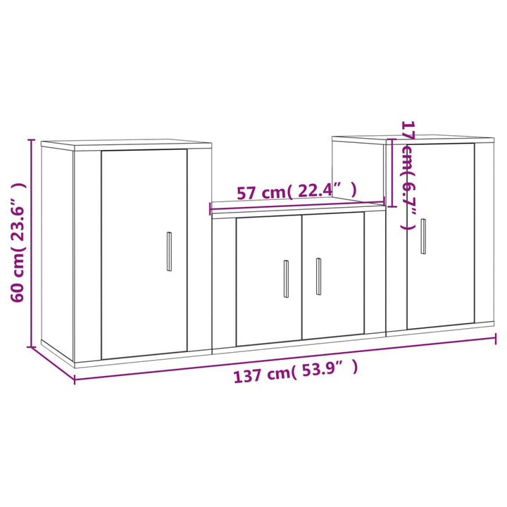 3-Tlg. Tv-Schrank-Set Holzwerkstoff