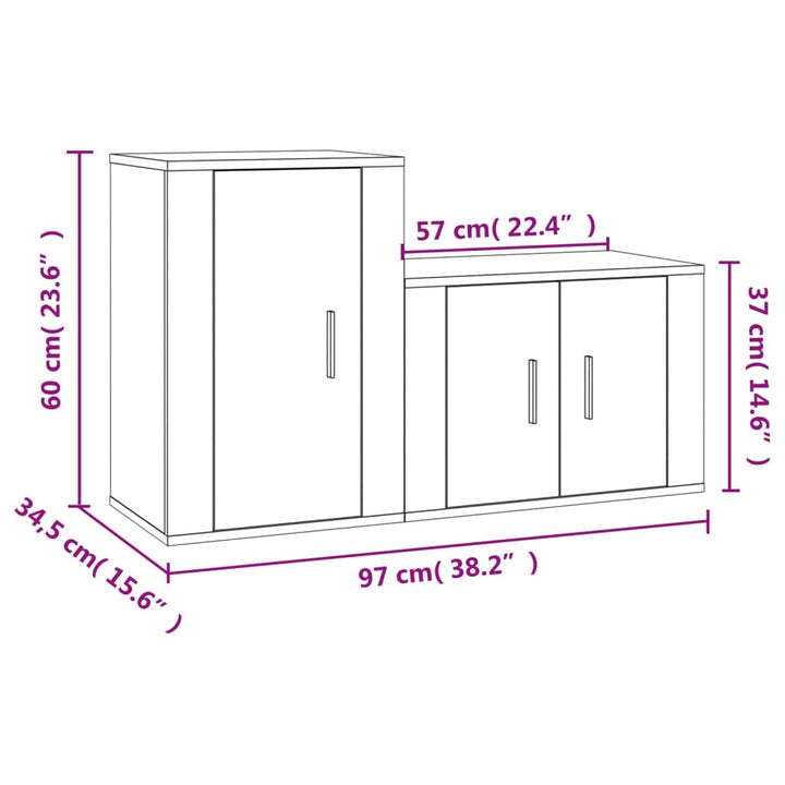 2-Tlg. Tv-Schrank-Set Holzwerkstoff