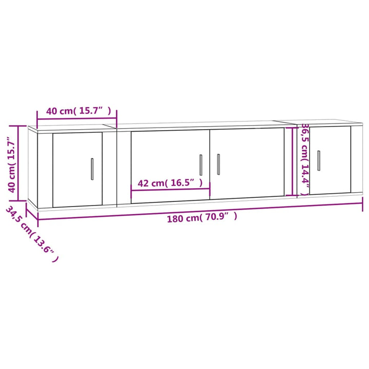 3-Tlg. Tv-Schrank-Set Holzwerkstoff