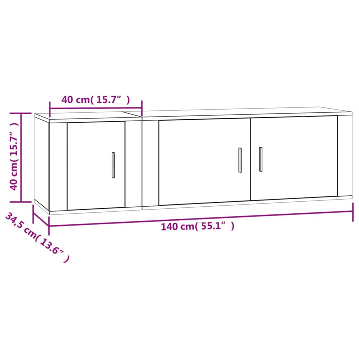 2-Tlg. Tv-Schrank-Set Holzwerkstoff