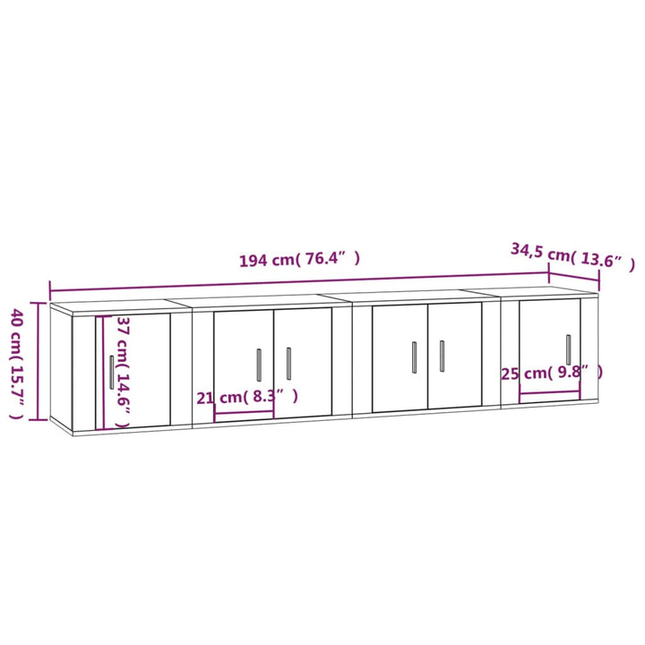 4-Tlg. Tv-Schrank-Set Holzwerkstoff