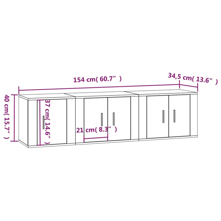 3-Tlg. Tv-Schrank-Set Holzwerkstoff