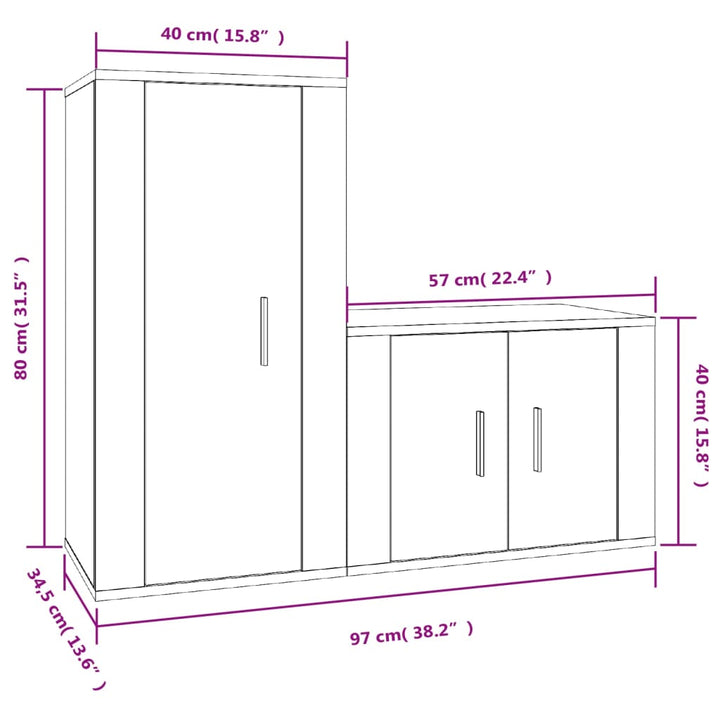 2-Tlg. Tv-Schrank-Set Holzwerkstoff