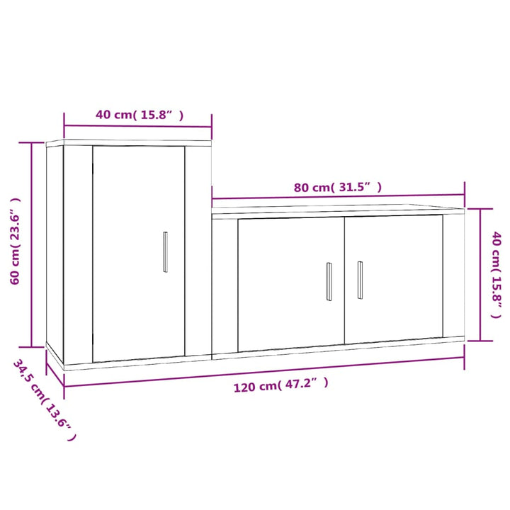 2-Tlg. Tv-Schrank-Set Holzwerkstoff