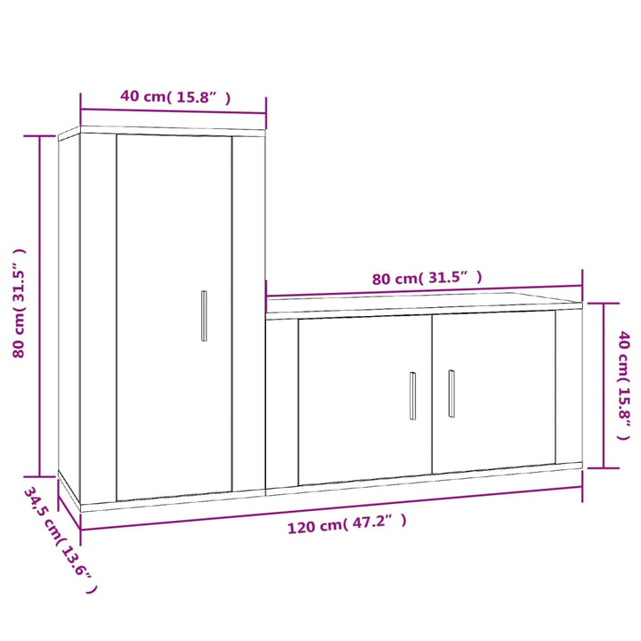 2-Tlg. Tv-Schrank-Set Holzwerkstoff