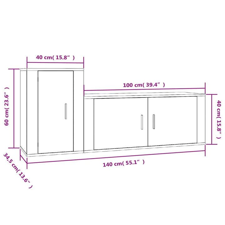 2-Tlg. Tv-Schrank-Set Holzwerkstoff