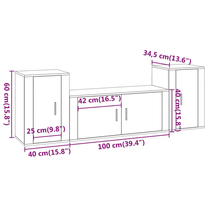 3-Tlg. Tv-Schrank-Set Holzwerkstoff