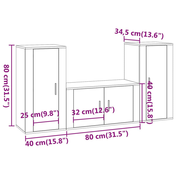 3-Tlg. Tv-Schrank-Set Holzwerkstoff