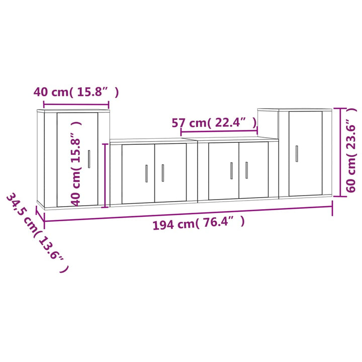 4-Tlg. Tv-Schrank-Set Holzwerkstoff