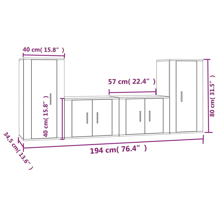 4-Tlg. Tv-Schrank-Set Holzwerkstoff