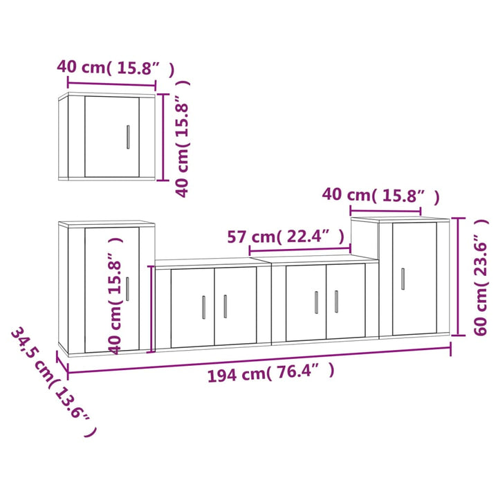 5-Tlg. Tv-Schrank-Set Holzwerkstoff