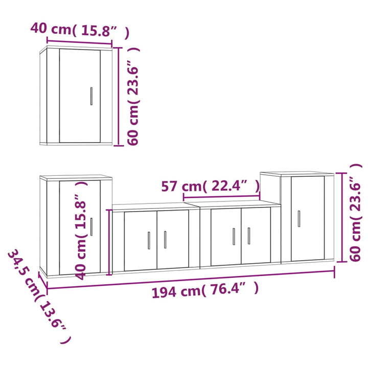 5-Tlg. Tv-Schrank-Set Holzwerkstoff