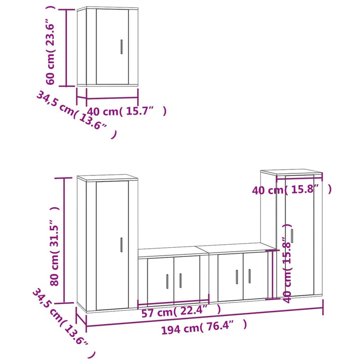 5-Tlg. Tv-Schrank-Set Holzwerkstoff