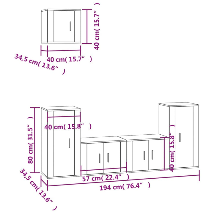 5-Tlg. Tv-Schrank-Set Holzwerkstoff