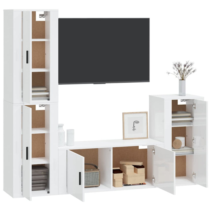 4-Tlg. Tv-Schrank-Set Holzwerkstoff