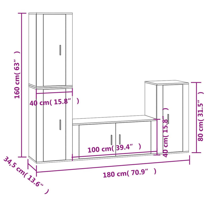 4-Tlg. Tv-Schrank-Set Holzwerkstoff