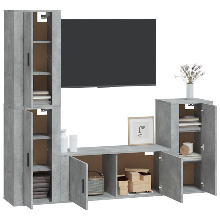 4-Tlg. Tv-Schrank-Set Holzwerkstoff