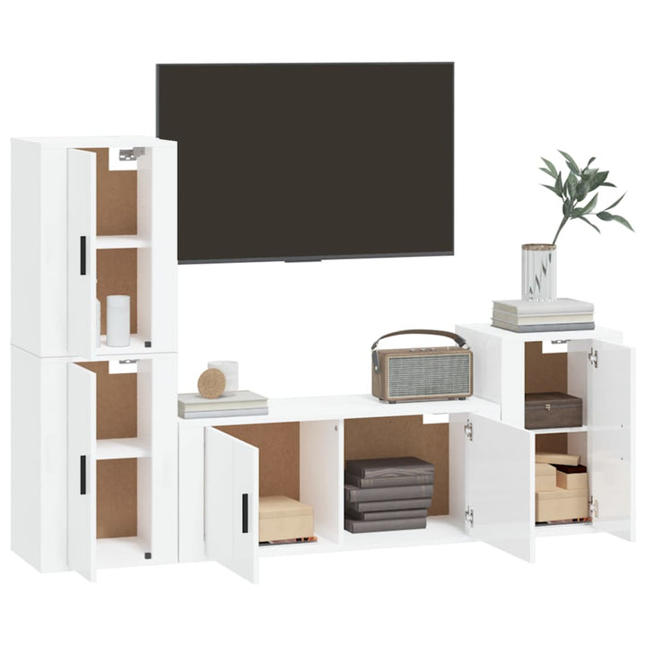 4-Tlg. Tv-Schrank-Set Holzwerkstoff