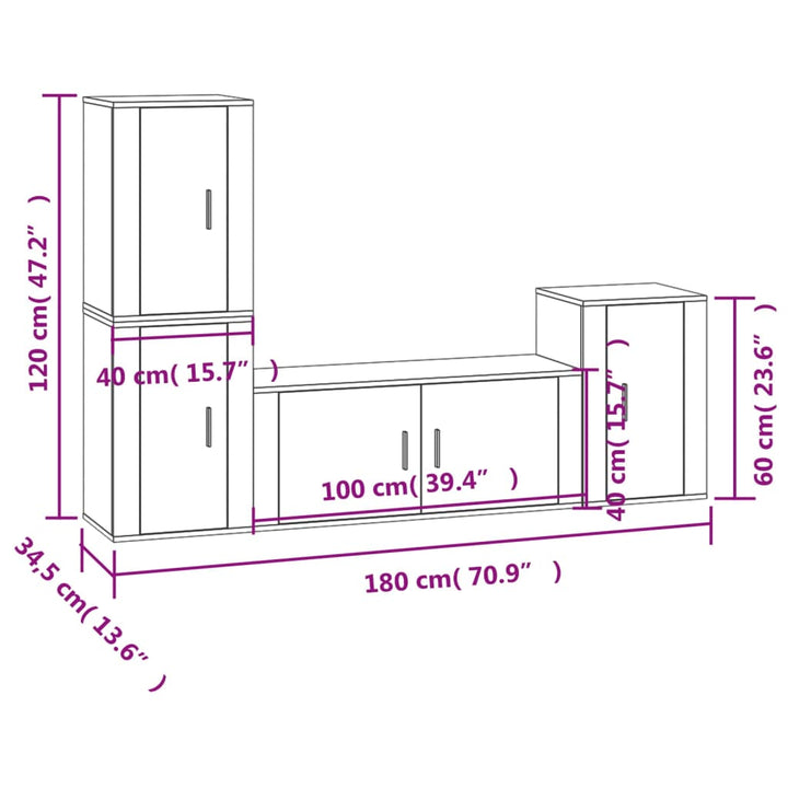 4-Tlg. Tv-Schrank-Set Holzwerkstoff