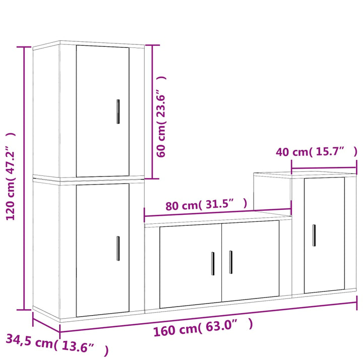 4-Tlg. Tv-Schrank-Set Holzwerkstoff