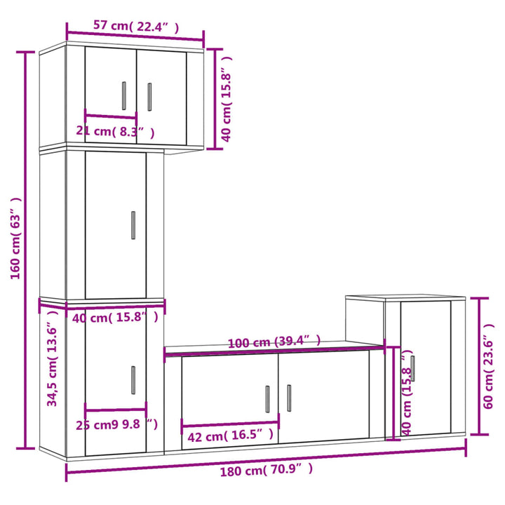 5-Tlg. Tv-Schrank-Set Holzwerkstoff