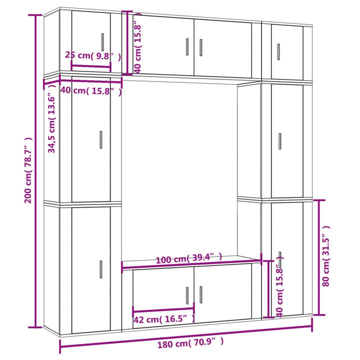 8-Tlg. Tv-Schrank-Set Holzwerkstoff