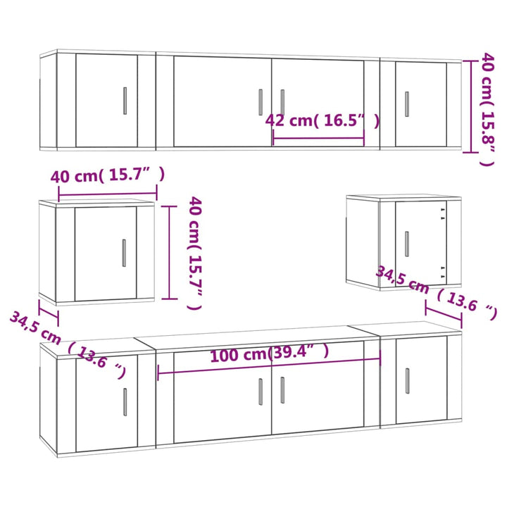 8-Tlg. Tv-Schrank-Set Holzwerkstoff